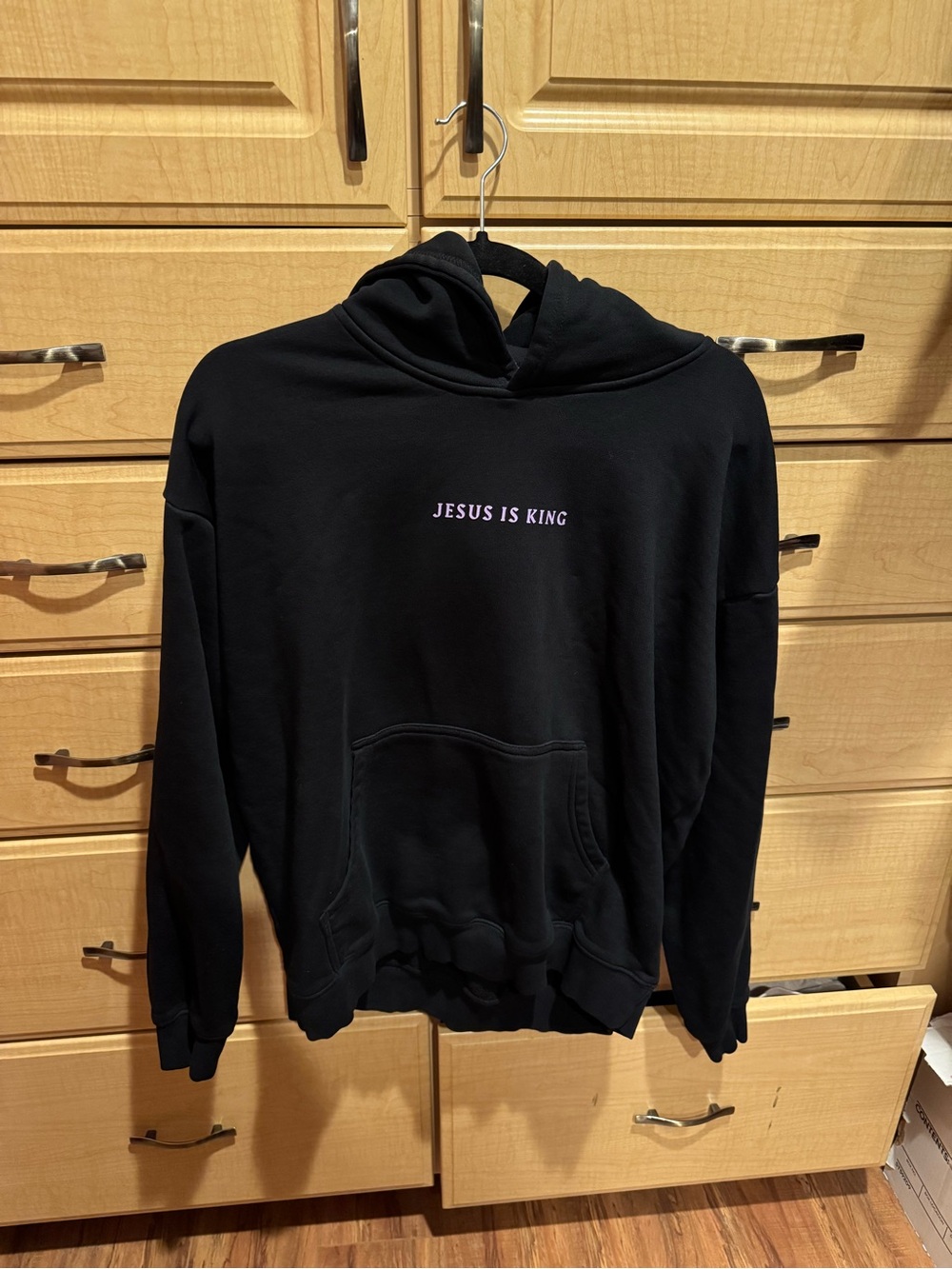 Black 'Jesus Is King' Hooded Pullover Sweatshirt